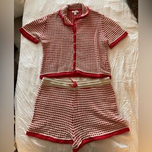 Topshop Red and Cream Knit Set